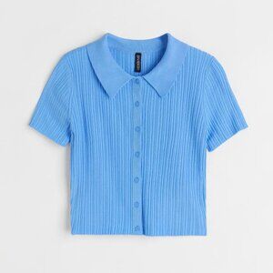 H&M Collared Ribbed Top - Light Blue